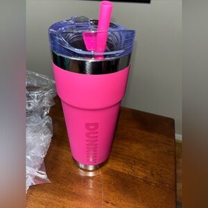 RARE Brand New DUNKIN DONUTS 24 Oz Insulated Stainless Steel Travel Tumbler PINK